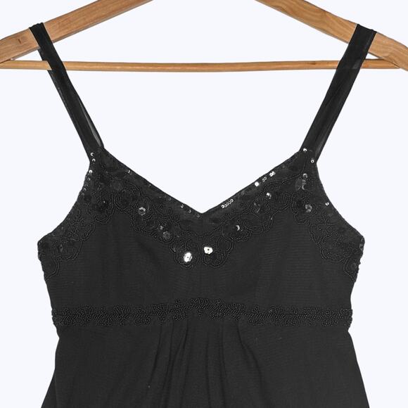Express VTG Y2K Babydoll Mesh Beaded Sequin Tank Top Women's S Whimsygoth Goth - Picture 1 of 8